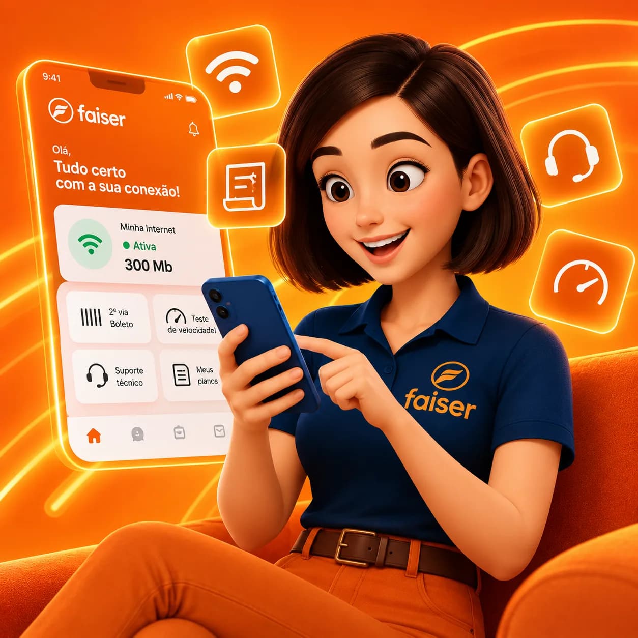 Aplicativo da Faiser sendo utilizado pelo celular