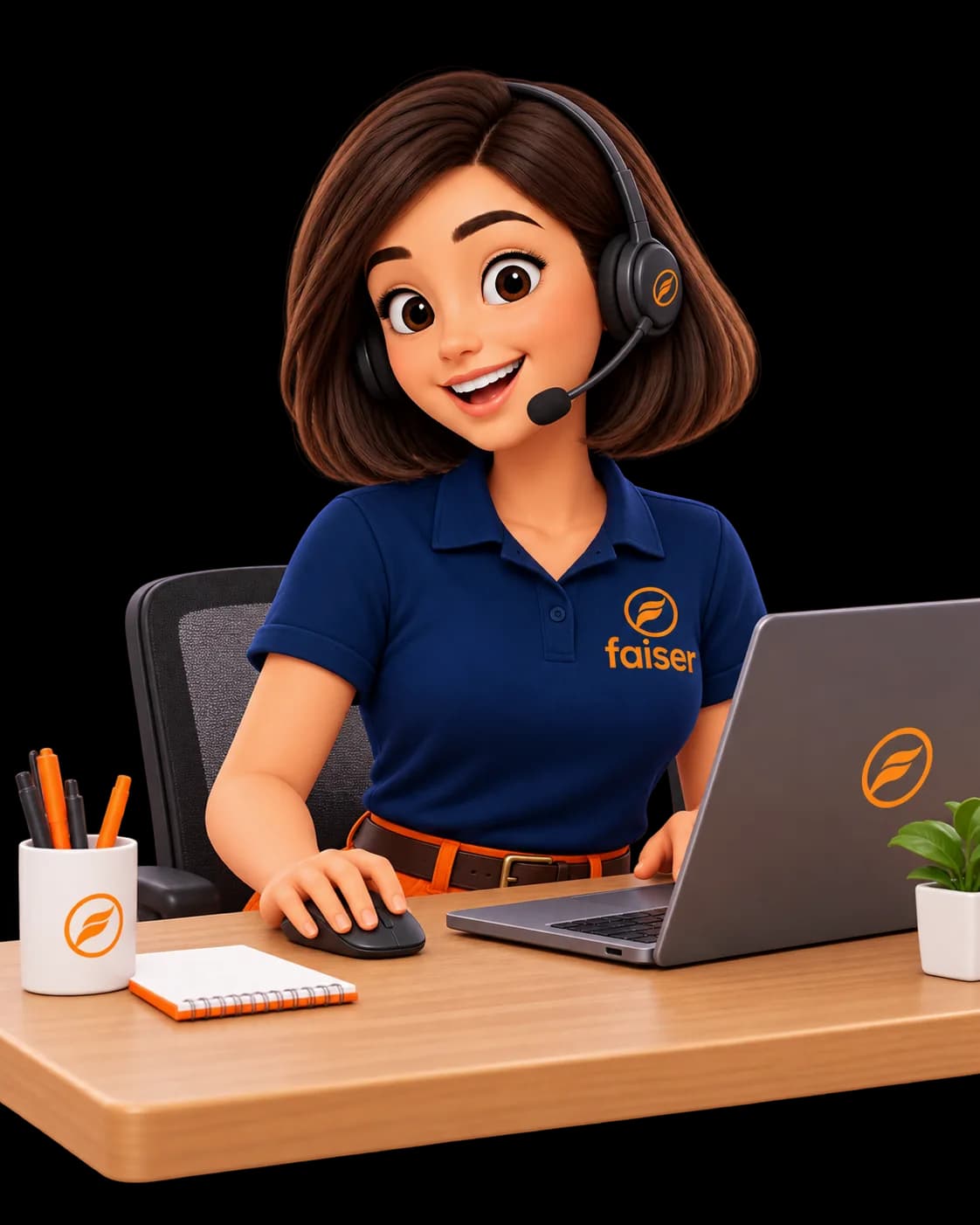 Colaboradora da Faiser trabalhando no computador